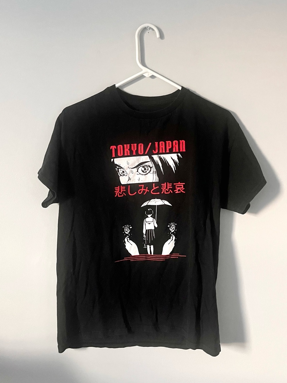 (women’s) Black Short Sleeved Anime Tokyo Japan Rex & White Graphic tee